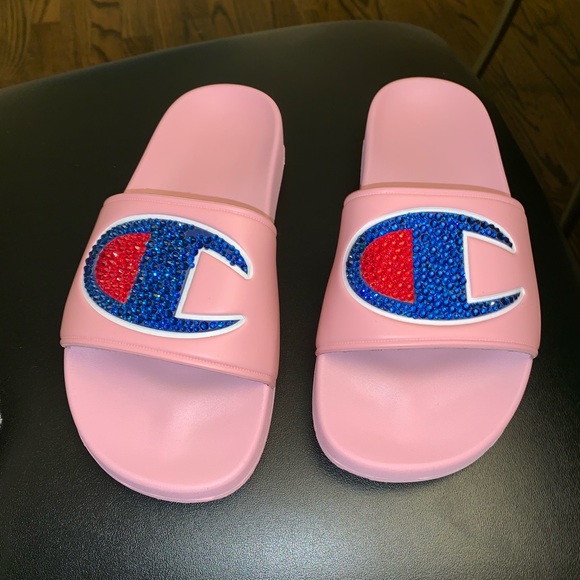 Champion logo pink slides sandals size 7 final $ - Picture 5 of 8